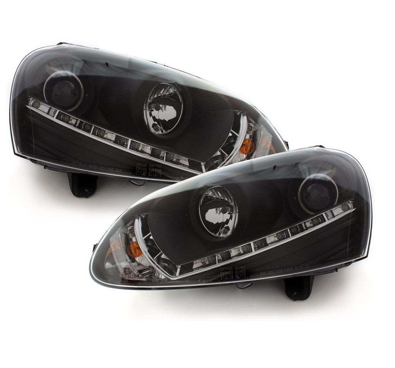 LED TAGFAHRLICHT Scheinwerfer für VW Golf 5 V 03-09 schwarz für XENON