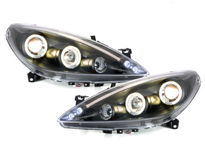 LED Angel Eyes Scheinwerfer für Peugeot 307 01-04.05 schwarz