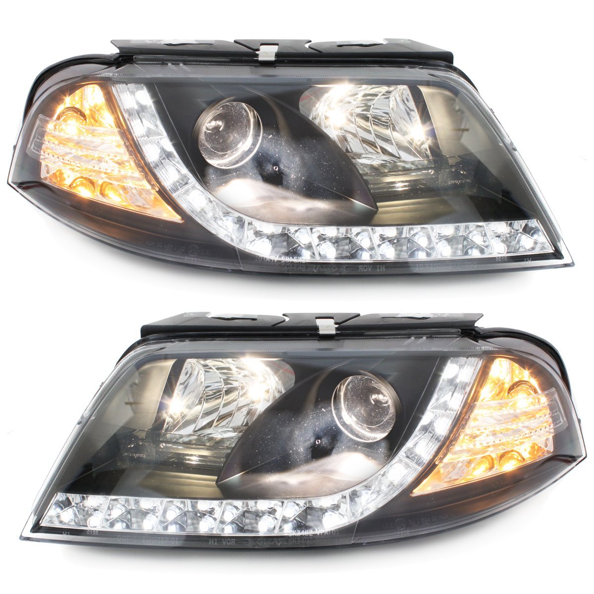 LED TAGFAHRLICHT Scheinwerfer für VW Passat 3BG 01-04 black schwarz
