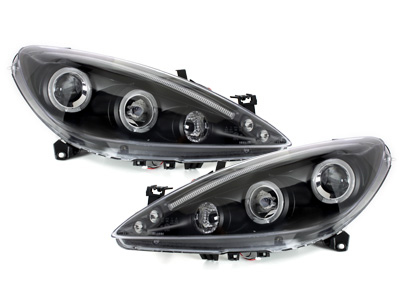 LED Angel Eyes Scheinwerfer für Peugeot 307 01-04.05 schwarz