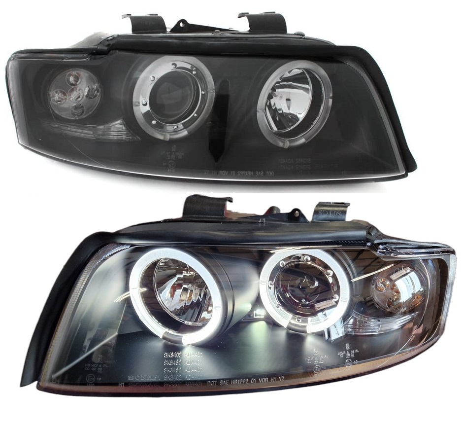 LED Angel Eyes Scheinwerfer für AUDI A4 8E B6 01-04 schwarz