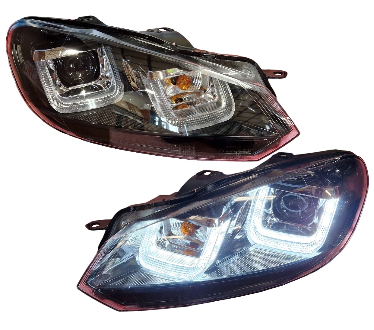 Tagfahrlicht Scheinwerfer für VW Golf 6 VI 08-12 schwarz im Golf 7-Look