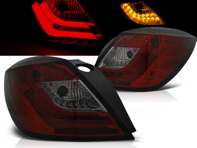 Lightbar LED Rückleuchten für Opel Astra H GTC 3-Türer dunkelrot Sonar