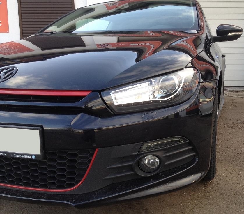 Scheinwerfer für VW Scirocco 3 08-14 Tagfahrlicht-Optik schwarz Depo