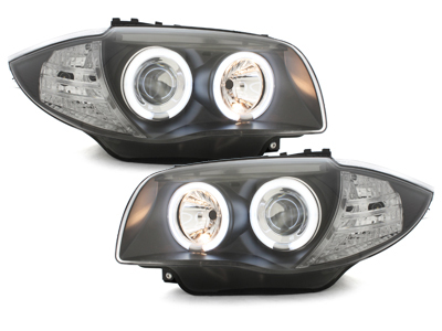 CCFL Angel Eyes Scheinwerfer für BMW 1er E87 E81 04-11 schwarz Sonar