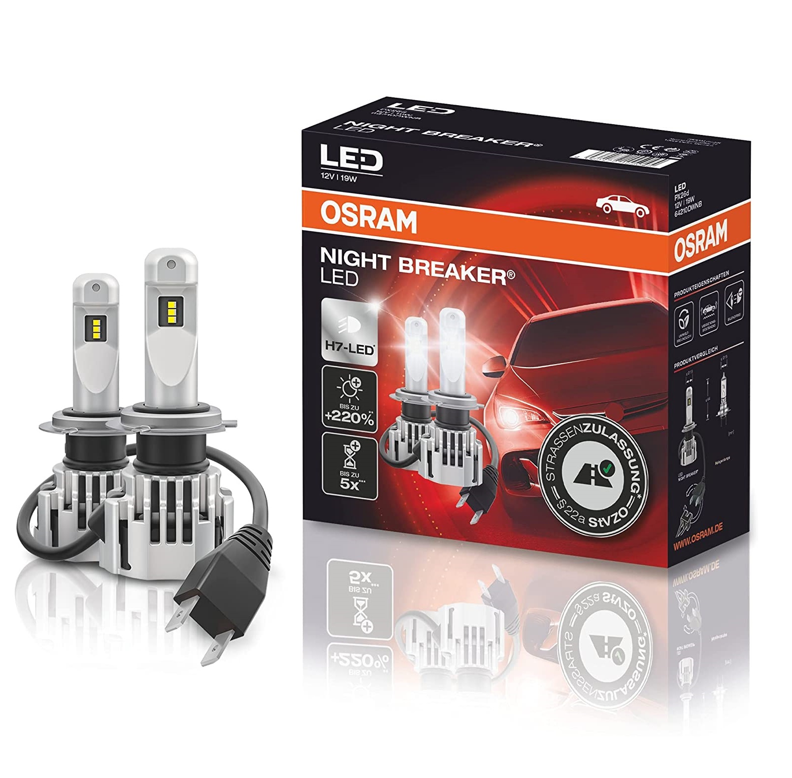 OSRAM NIGHT BREAKER H7 LED 220% Set für Seat Arona KJ ab Bj 2017