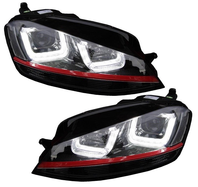 Led Tagfahrlicht Scheinwerfer für VW Golf 7 12-17 schwarz rot