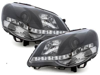 Tagfahrlicht-Optik Scheinwerfer für VW Polo 9N3 05-09 schwarz