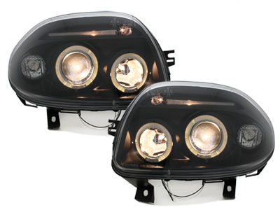Scheinwerfer für Renault Clio II 98-01 2 Led Standlichtringe schwarz