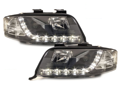 LED TAGFAHRLICHT Scheinwerfer für AUDI A6 4B 97-01 black schwarz