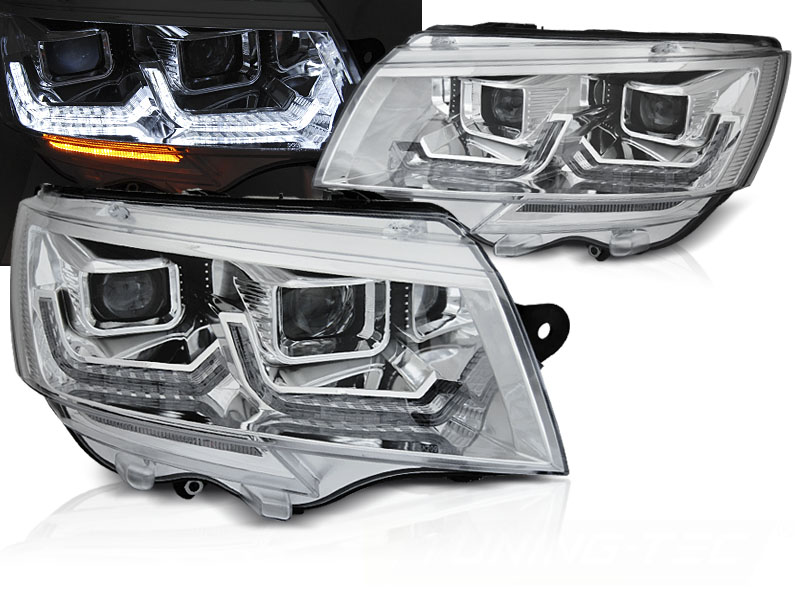 Halogen Scheinwerfer für VW T6.1 Facelift ab 2019 chrom mit dynamischem Led Blinker