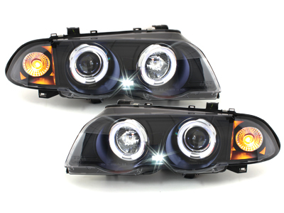 LED Angel Eyes Scheinwerfer für BMW E46 Lim/Tour 98-01 schwarz Sonar