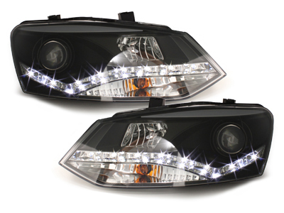 LED Tagfahrlicht Scheinwerfer für VW Polo 6R 09-14 schwarz SONAR