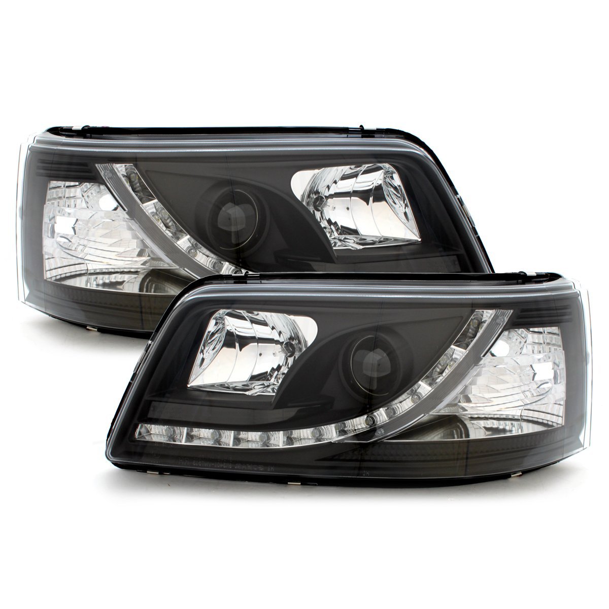 LED TAGFAHRLICHT Scheinwerfer für VW T5 03-09 black schwarz