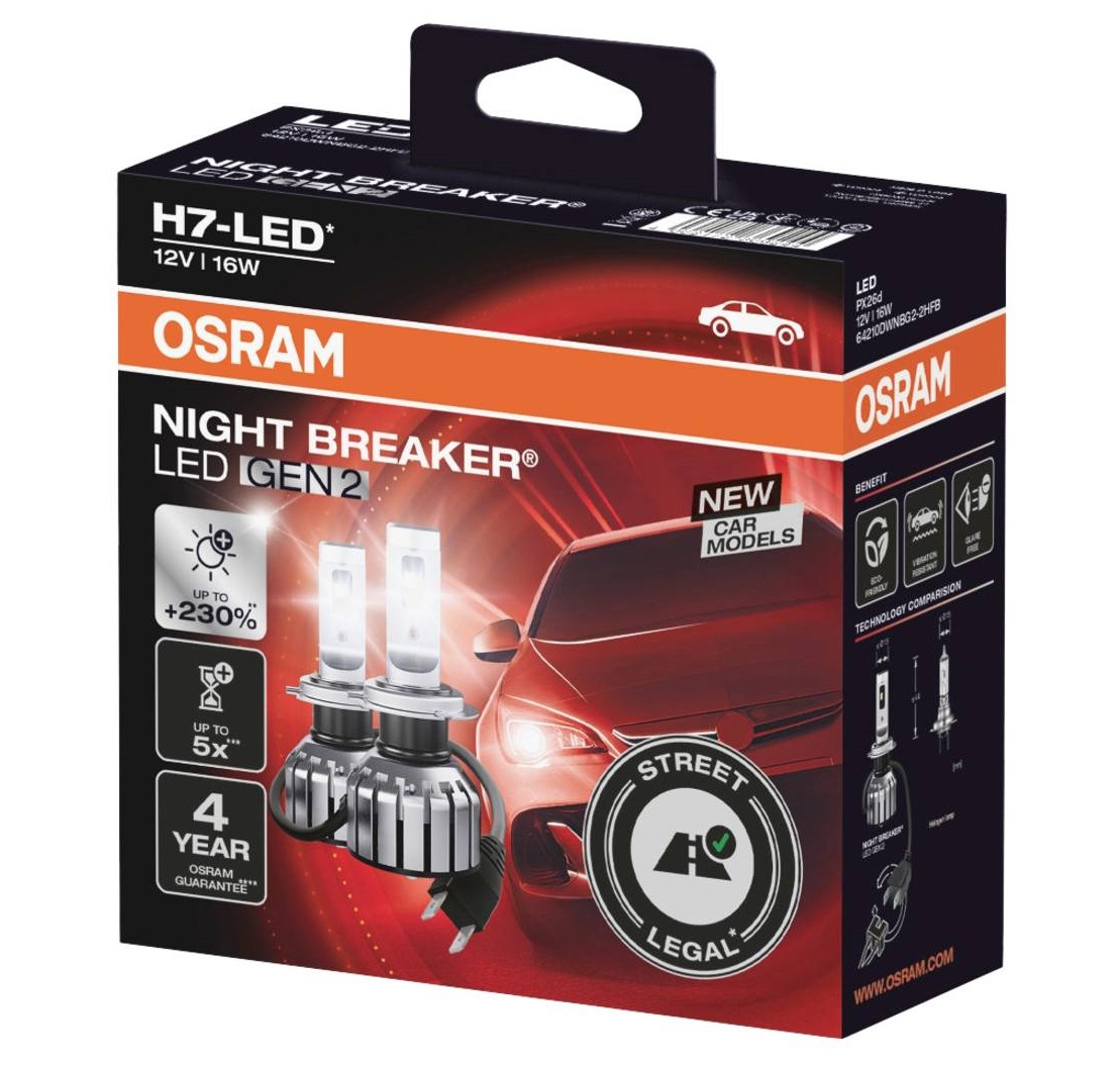 OSRAM NIGHT BREAKER H7 LED 230% Set für Seat Leon 1M 99-06