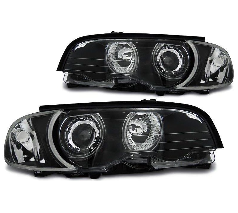 LED Angel Eyes Scheinwerfer für BMW E46 Coupe und Cabrio 98-03 schwarz E