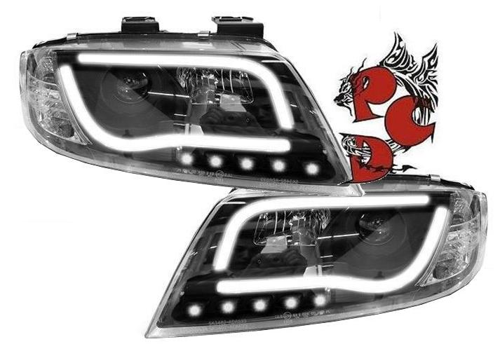 Light-Tube Scheinwerfer für Audi A6 4B C5 01-04 schwarz Facelift