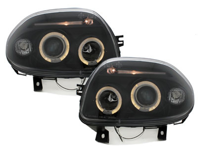 Scheinwerfer für Renault Clio II 98-01 2 Led Standlichtringe schwarz