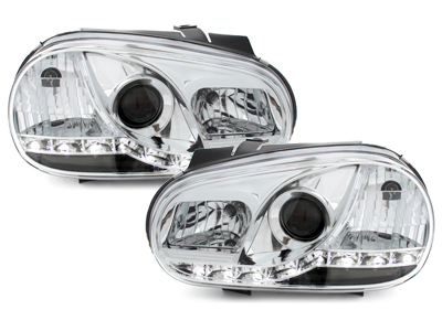 Scheinwerfer für VW Golf 4 IV 97-04 Tagfahrlicht-Optik chrom