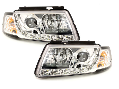 Scheinwerfer für VW Passat 3B 96-00 Tagfahrlicht-Optik chrom