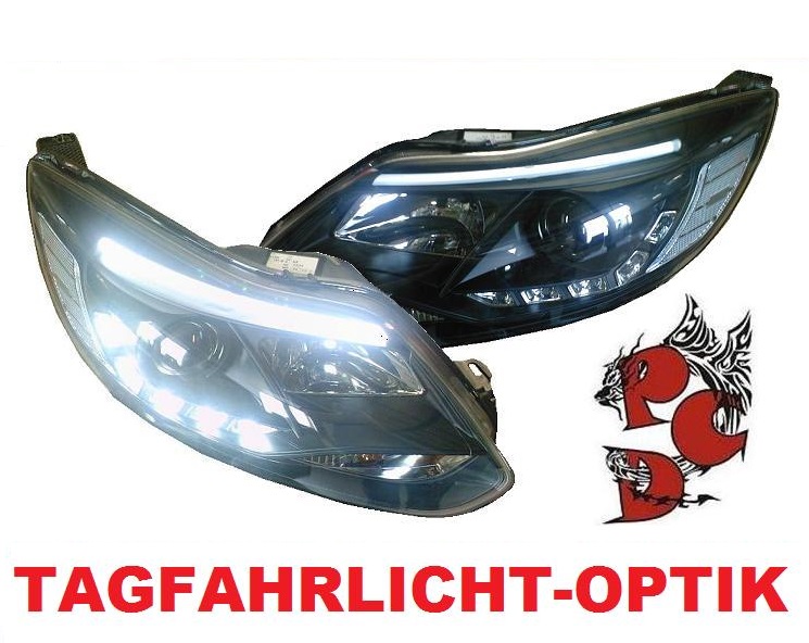 Light-Tube LED Scheinwerfer für Ford Focus 11-14 schwarz