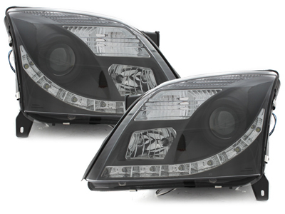 LED Tagfahrlicht Scheinwerfer für Opel Vectra C 02-08/05 schwarz