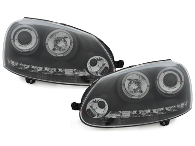 LED Angel Eyes Scheinwerfer für VW Golf V 03-09 schwarz Sonar