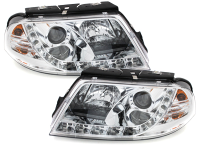 Scheinwerfer für VW Passat 3BG 00-04 Tagfahrlicht-Optik chrom Sonar