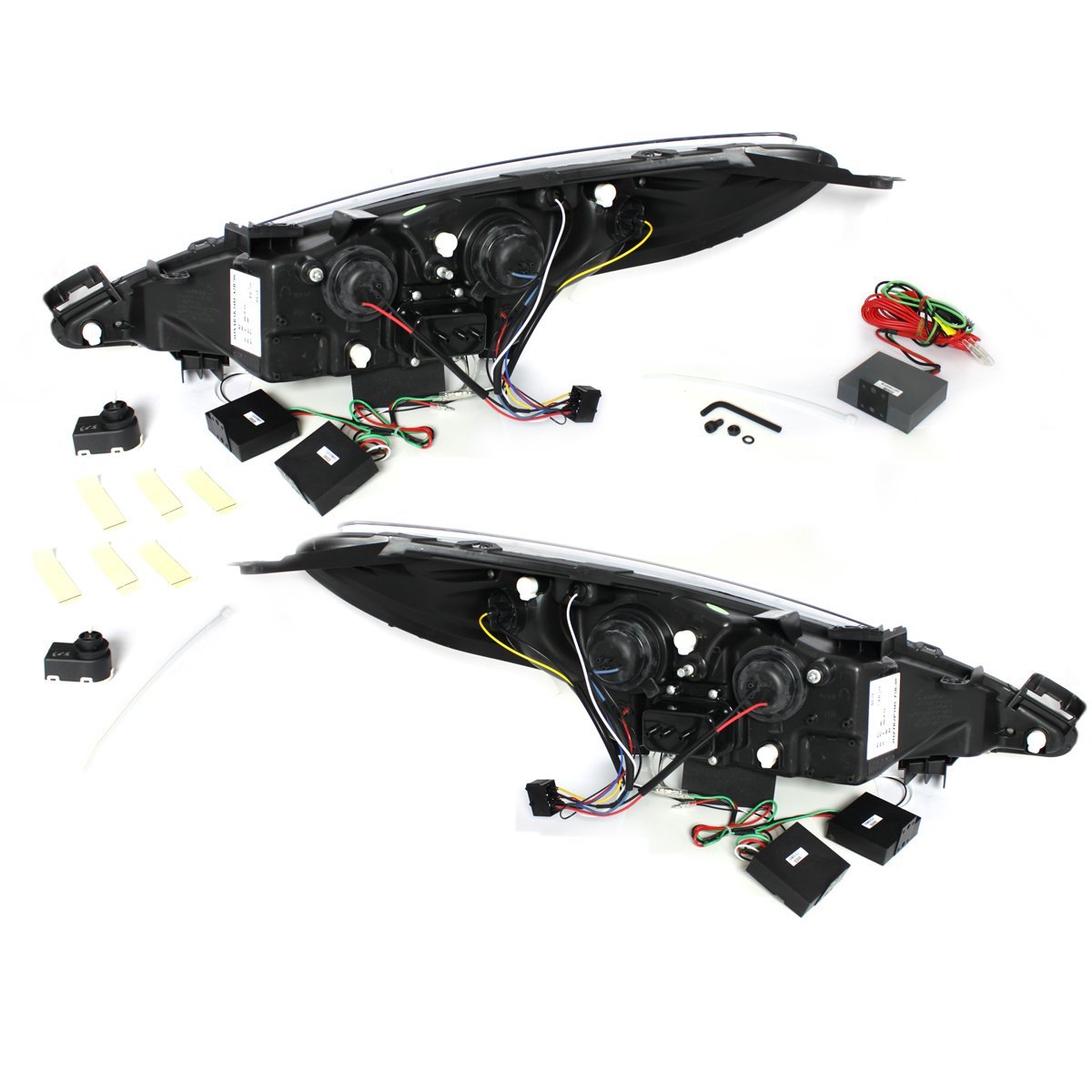 LED TAGFAHRLICHT Scheinwerfer für Peugeot 207 06+ black schwarz