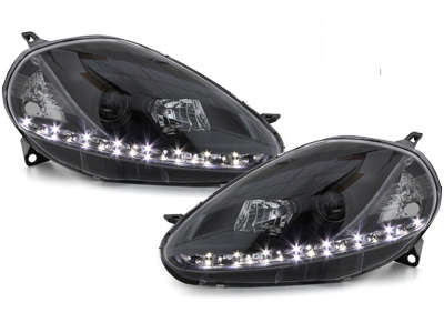 Scheinwerfer für Fiat Grande Punto 08-09 Tagfahrlicht-Optik schwarz