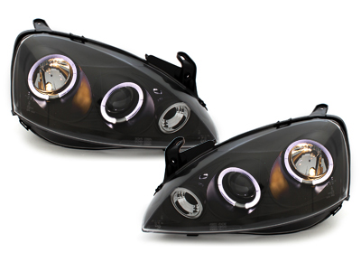 LED Angel Eyes Scheinwerfer für Opel Corsa C 01-06 schwarz