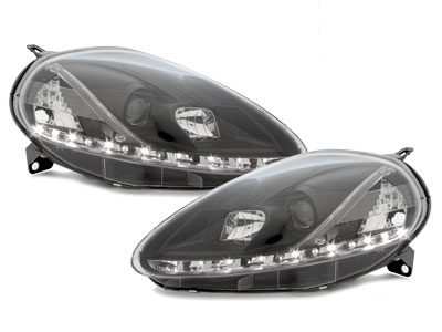 Scheinwerfer für Fiat Grande Punto 05-08 Tagfahrlicht-Optik schwarz