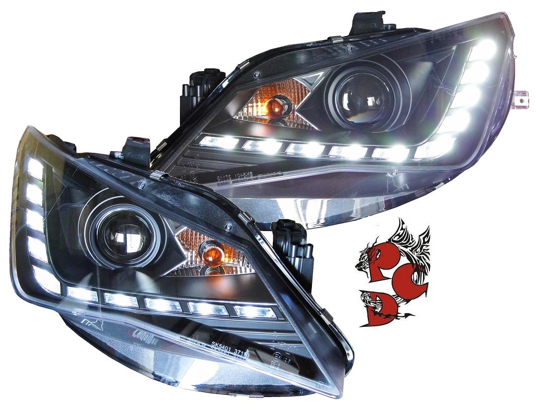 LED TAGFAHRLICHT Scheinwerfer für Seat Ibiza 6J 12+ Facelift schwarz