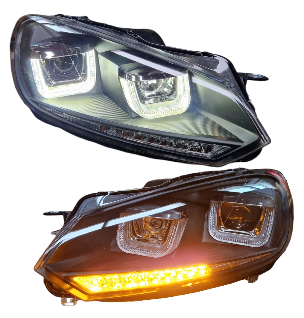 Scheinwerfer für VW Golf 6 08-12 schwarz mit Led Laufblinker EE