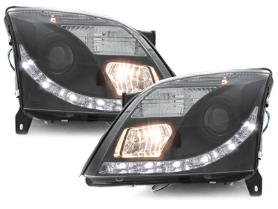 LED Tagfahrlicht Scheinwerfer für Opel Vectra C 02-08/05 schwarz
