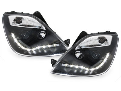 Scheinwerfer für Ford Fiesta 01-05 Tagfahrlicht-Optik schwarz