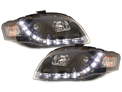 LED TAGFAHRLICHT Scheinwerfer für AUDI A4 B7 04-08 black schwarz Son