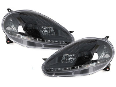 LED TAGFAHRLICHT Scheinwerfer für Fiat Grande Punto 05-08 schwarz