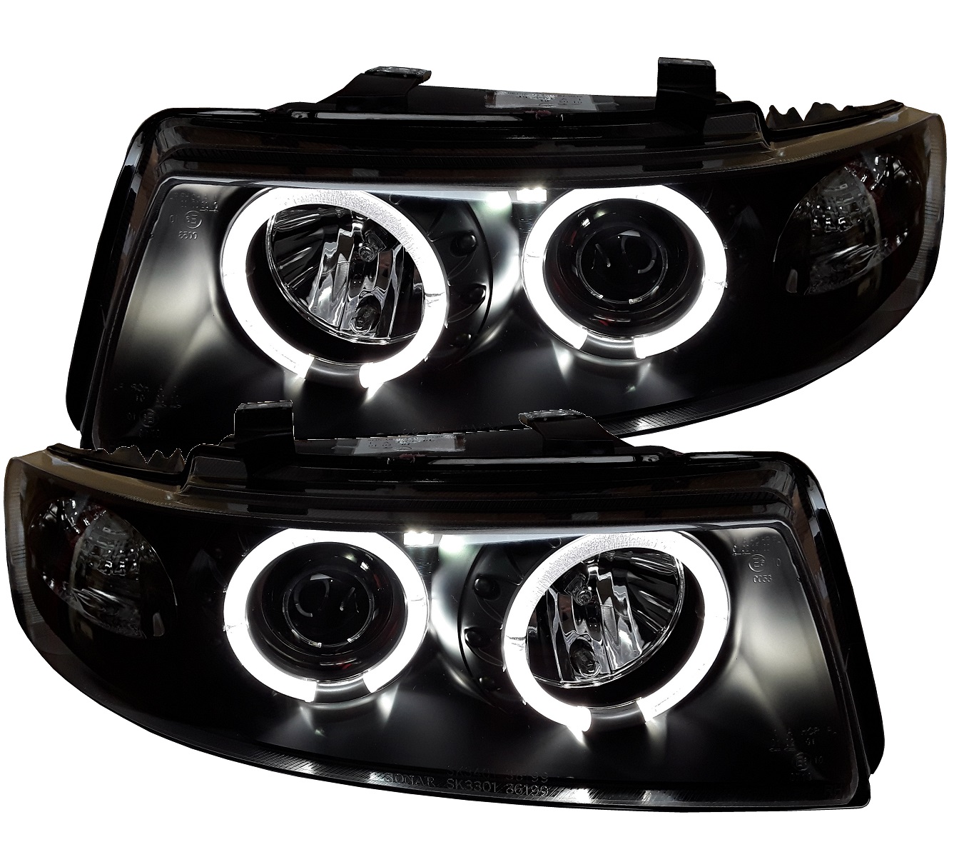 Led Angel Eyes Scheinwerfer Seat Leon Toledo 1M 99-04 schwarz