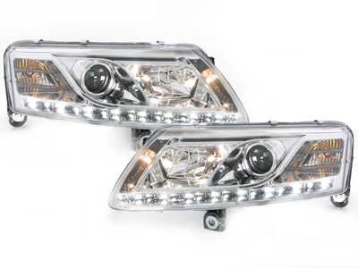 LED TAGFAHRLICHT Scheinwerfer für AUDI A6 4F 04-07 chrom Sonar