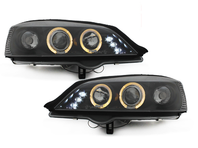 LED Angel Eyes Scheinwerfer für Opel Astra G 98-04 schwarz