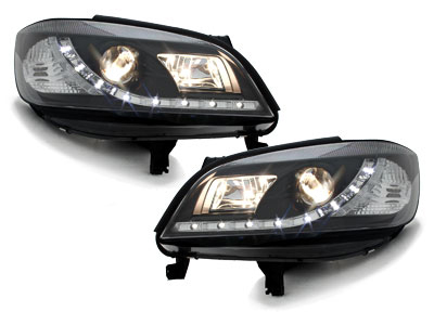 Scheinwerfer für Opel Zafira A 99-05 Tagfahrlicht-Optik schwarz