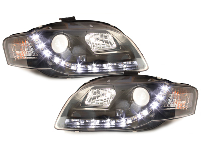 LED TAGFAHRLICHT Scheinwerfer für AUDI A4 B7 04-08 black schwarz Son