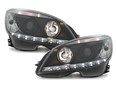 LED TAGFAHRICHT Scheinwerfer für Mercedes Benz S204 W204 C-Klasse 07-10 schwarz