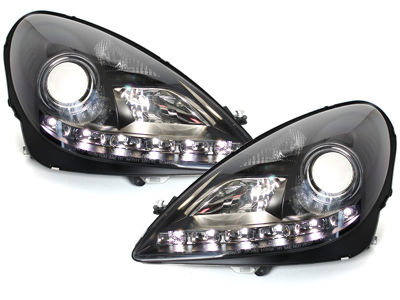 Scheinwerfer für MERCEDES BENZ SLK R171 04-11 TFL-Optik schwarz