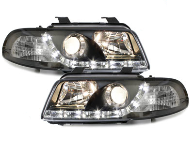 LED TAGFAHRLICHT Scheinwerfer für AUDI A4 B5 95-98 black schwarz
