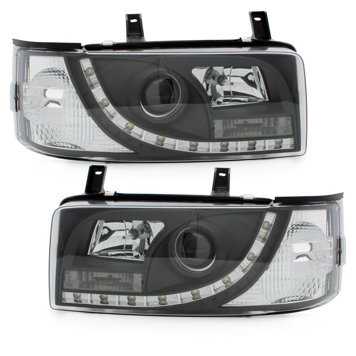 LED TAGFAHRLICHT Scheinwerfer für VW T4 90-03 black schwarz Bus
