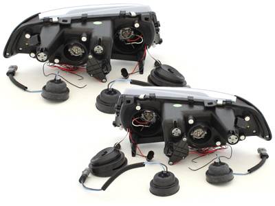 LED Angel Eyes Scheinwerfer für BMW E46 Coupe und Cabrio 98-03 schwarz S