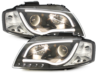 Lightbar Tagfahrlicht Scheinwerfer für AUDI A3 8P 03-08 schwarz