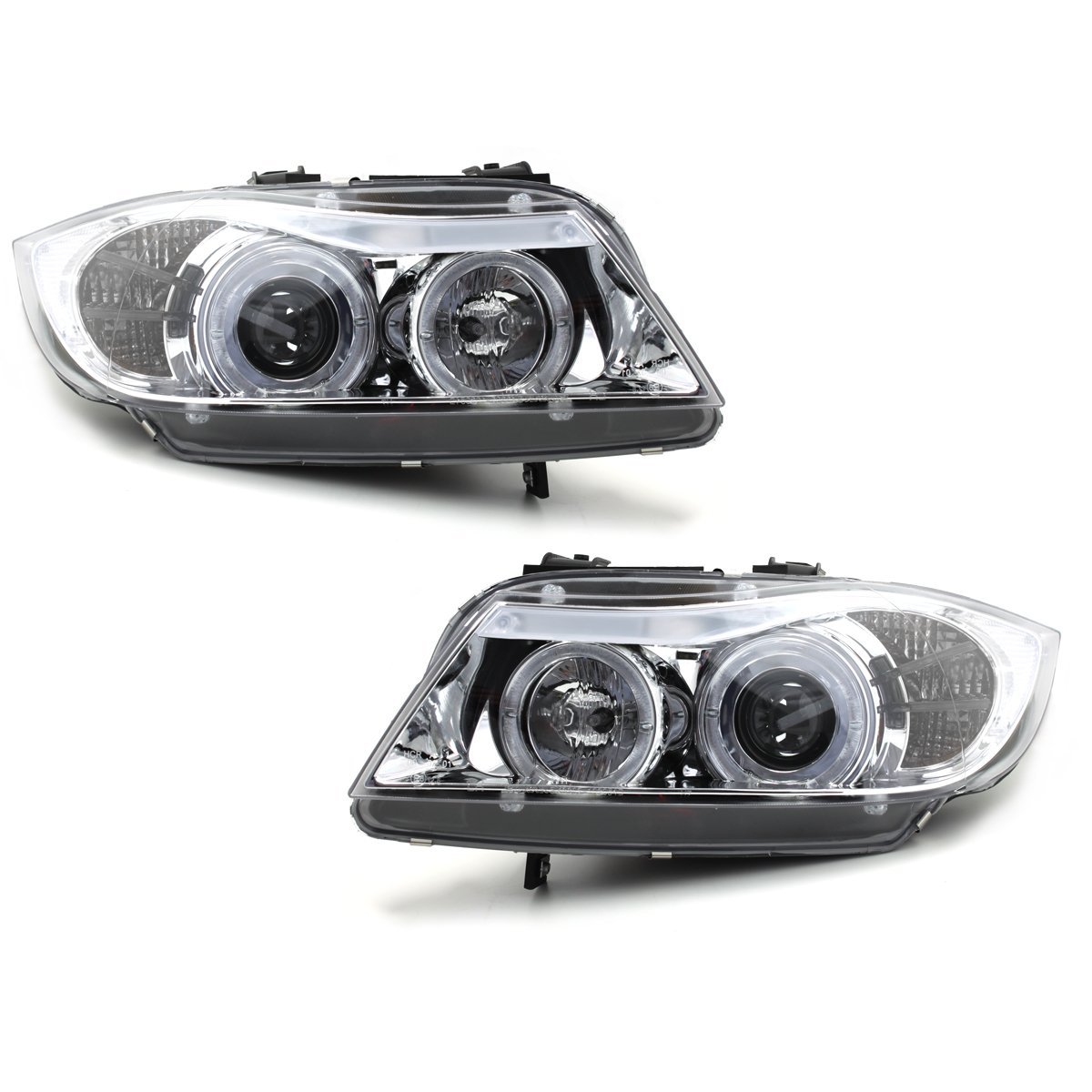 LED Angel Eyes Scheinwerfer für BMW E90/E91 3er 05-08 chrom